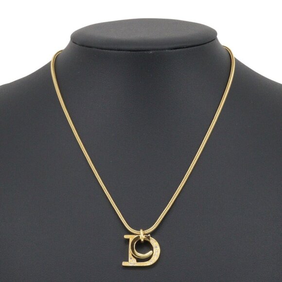 Dior DC Necklace Plated Gold/Rhinestone 7.8g Women - Picture 1 of 11